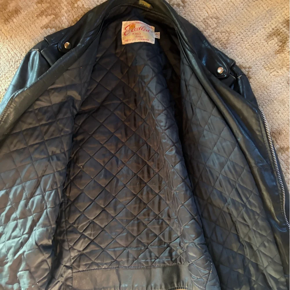 Vintage 1970s EXCELLED Leather Motorcycle Jacket // Size 40 - Picture 7 of 7